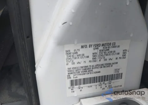 2015 Ford F-250 Xl from USA, damaged, VIN 1FT7W2BT3FEC32846